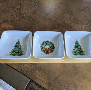 Winter Tree and Wreath Dipping Dish Set